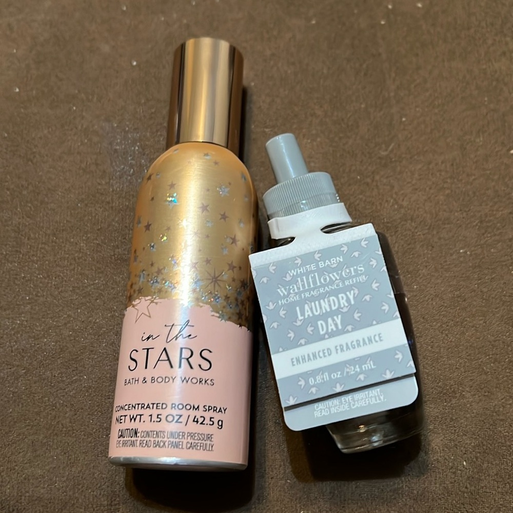 NWT Bath & Body Works Room Spray & Wallflower Refill: In the Stars & Laundry Day